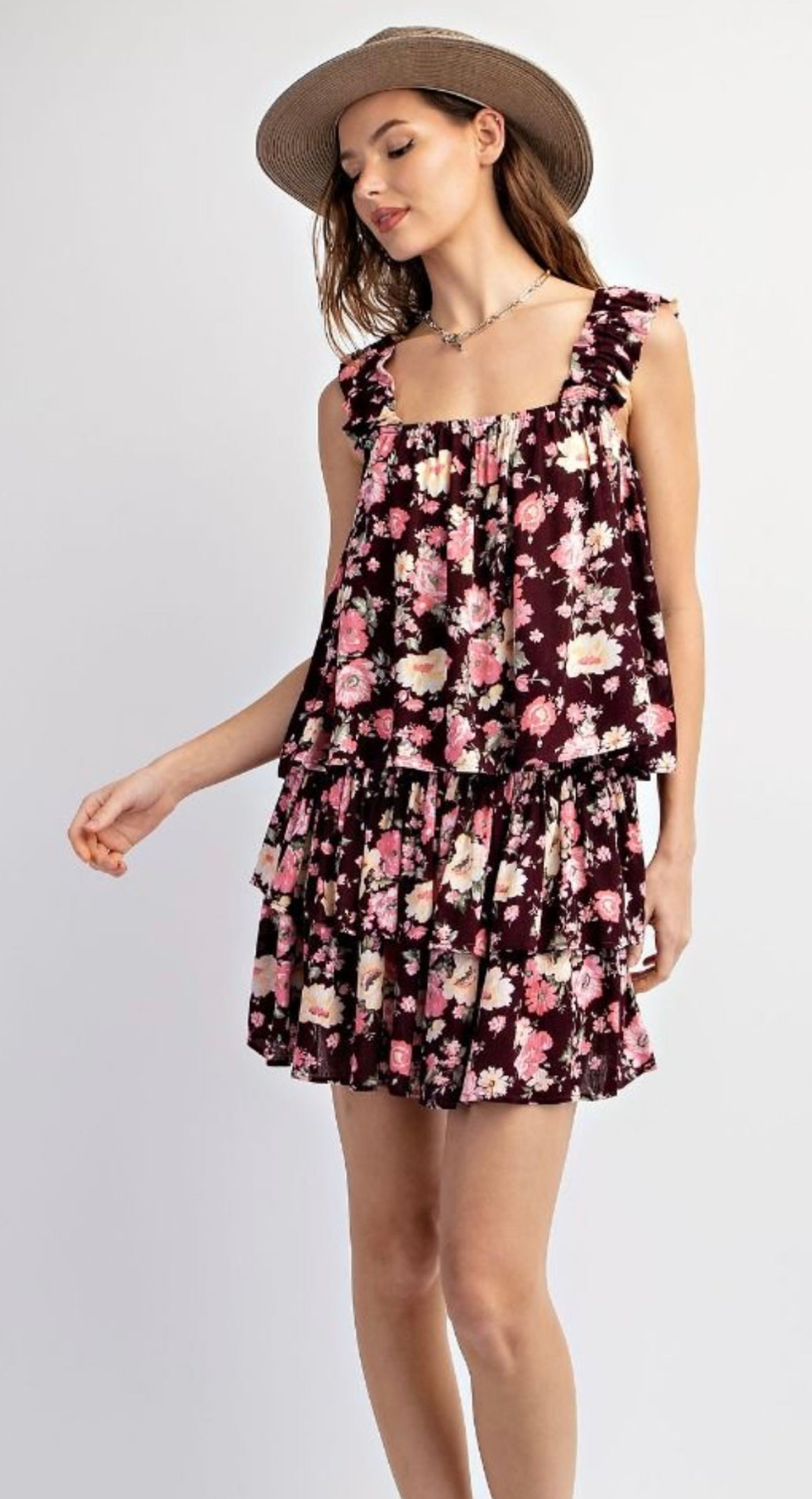 ET17719 FLORAL PRINTED RAYON GAUZE CAMI TOP