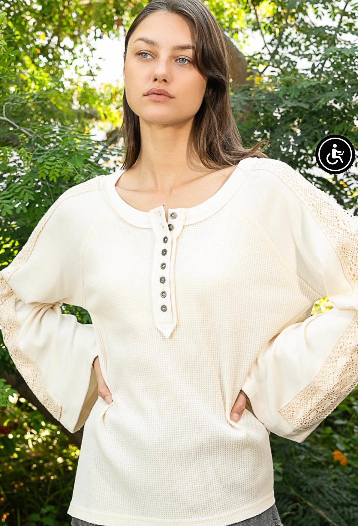 YKT1220 Scoop neck, straight sleeve, raglan fit top in thermal and rib mix with trim detail-PINK
