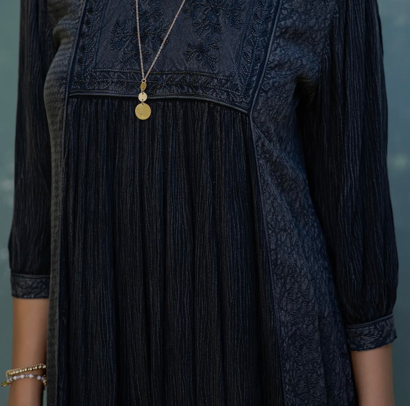 DR44686 Boho Short Dress with Artisan Embroidery