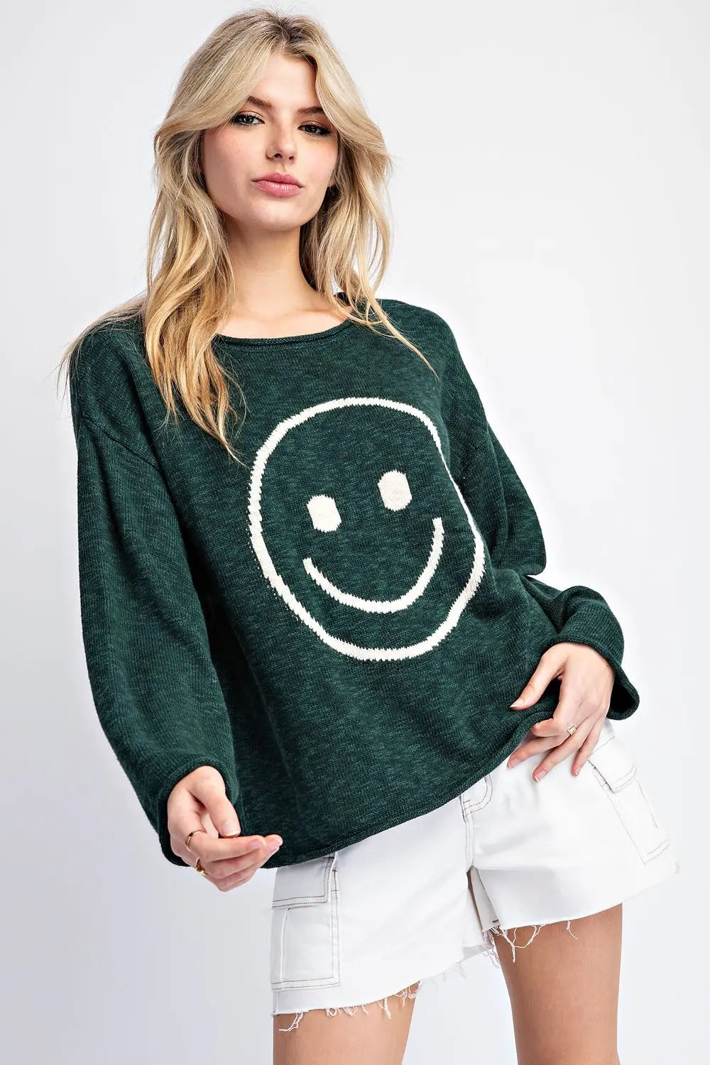 G10083 Smiley Face Long Sleeve Sweater
