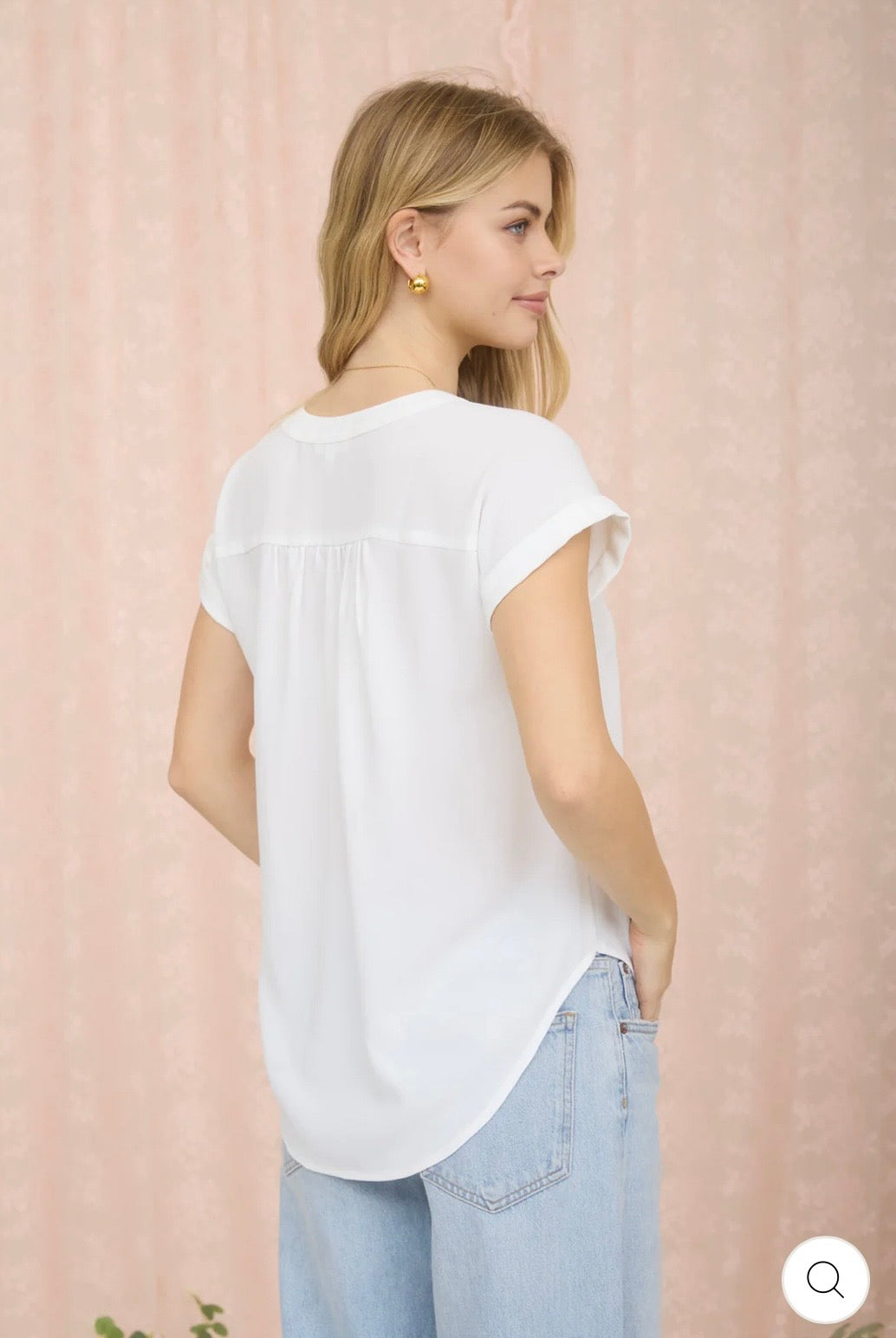 CR2151 CUFFED SLEEVE BUTTON DOWN LIGHTWEIGHT TOP