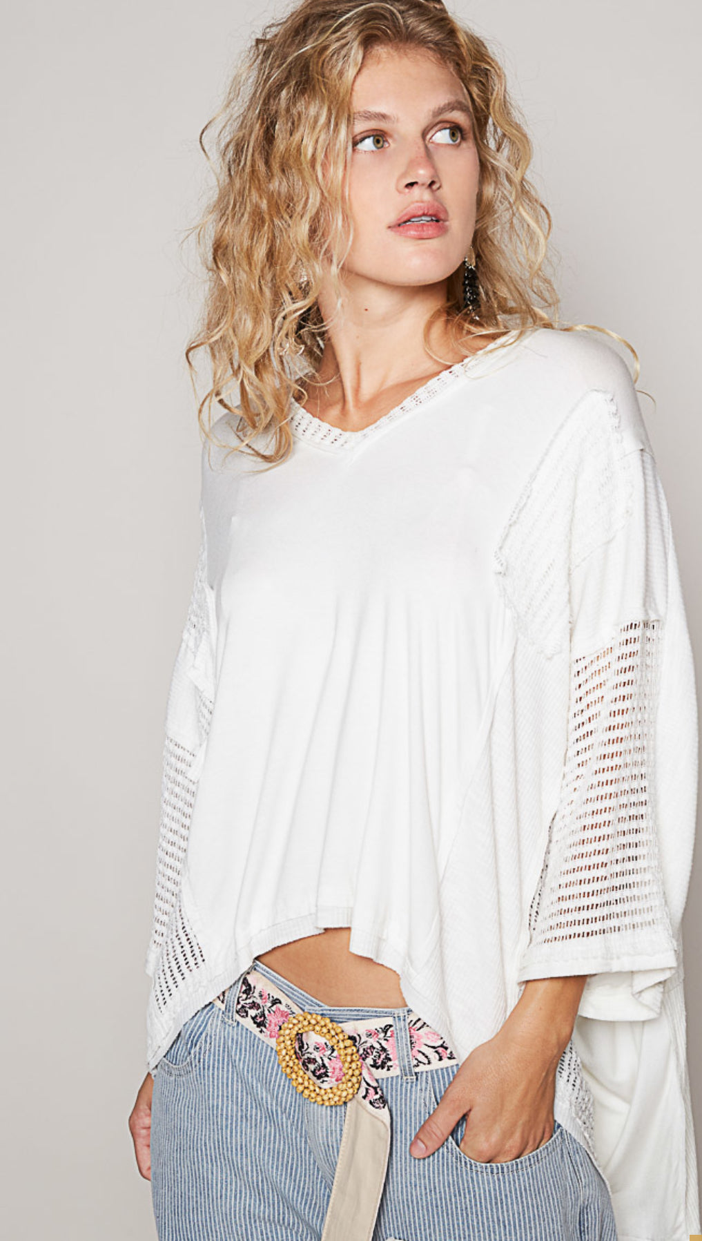 FKT887 V-neckline knit, Oversized Fit