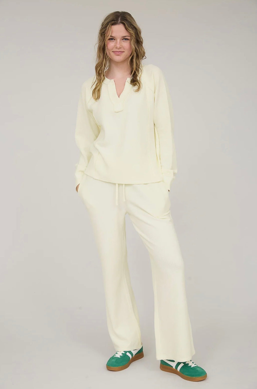 J5SX1001 ACID WASHED RIBBED PATTERN TONES LOUNGE SET