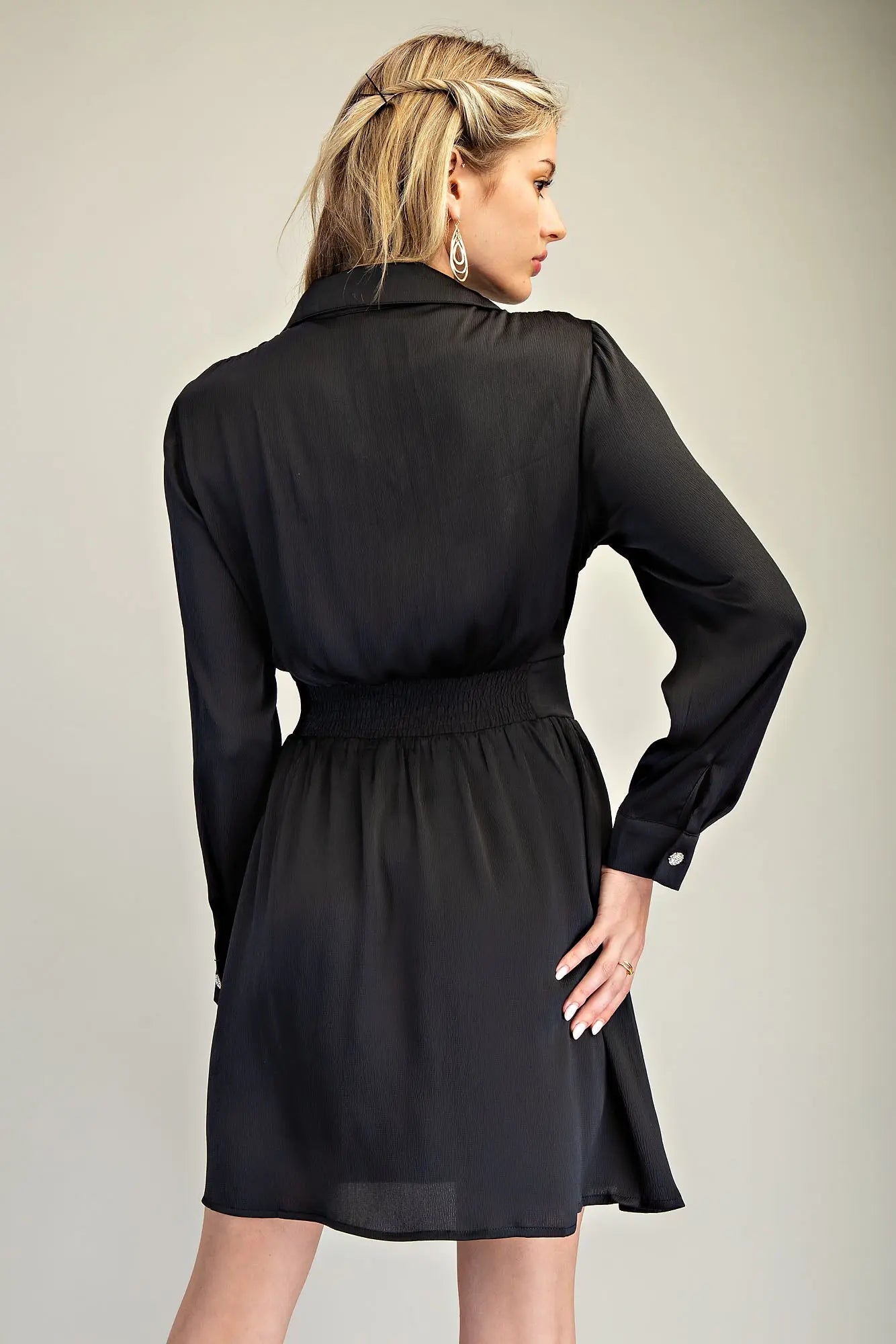 DK7817 Collared Button Down Mini Dress
