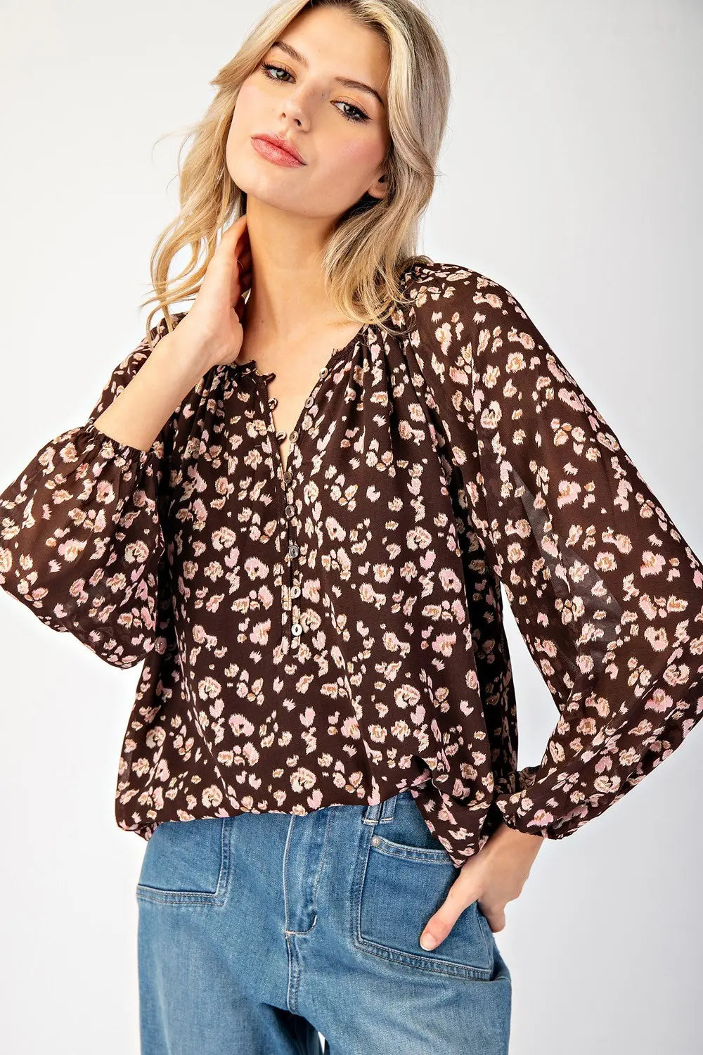 TK11229 Leopard Print Blouse