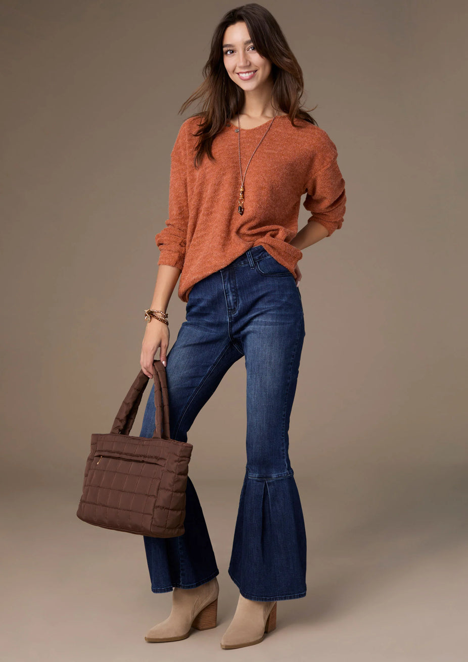 SKYLER SUPER SOFT V-NECK TEXTURED TOP