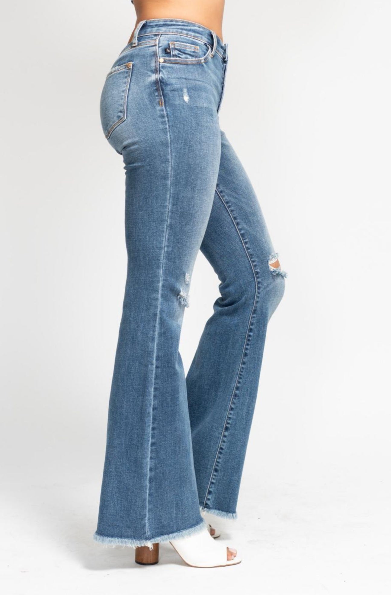 82638REG JUDY BLUE Indie Mid Rise Flare Jeans-Button Fly