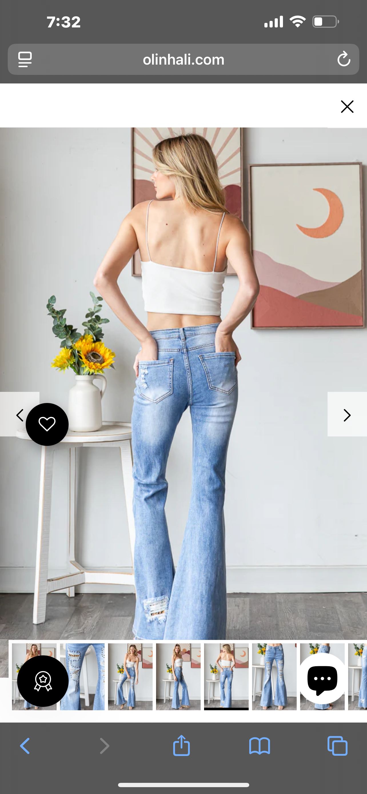 BP1142 | STUD DETAIL DISTRESSED STRECHY FLARE DENIM JEANS