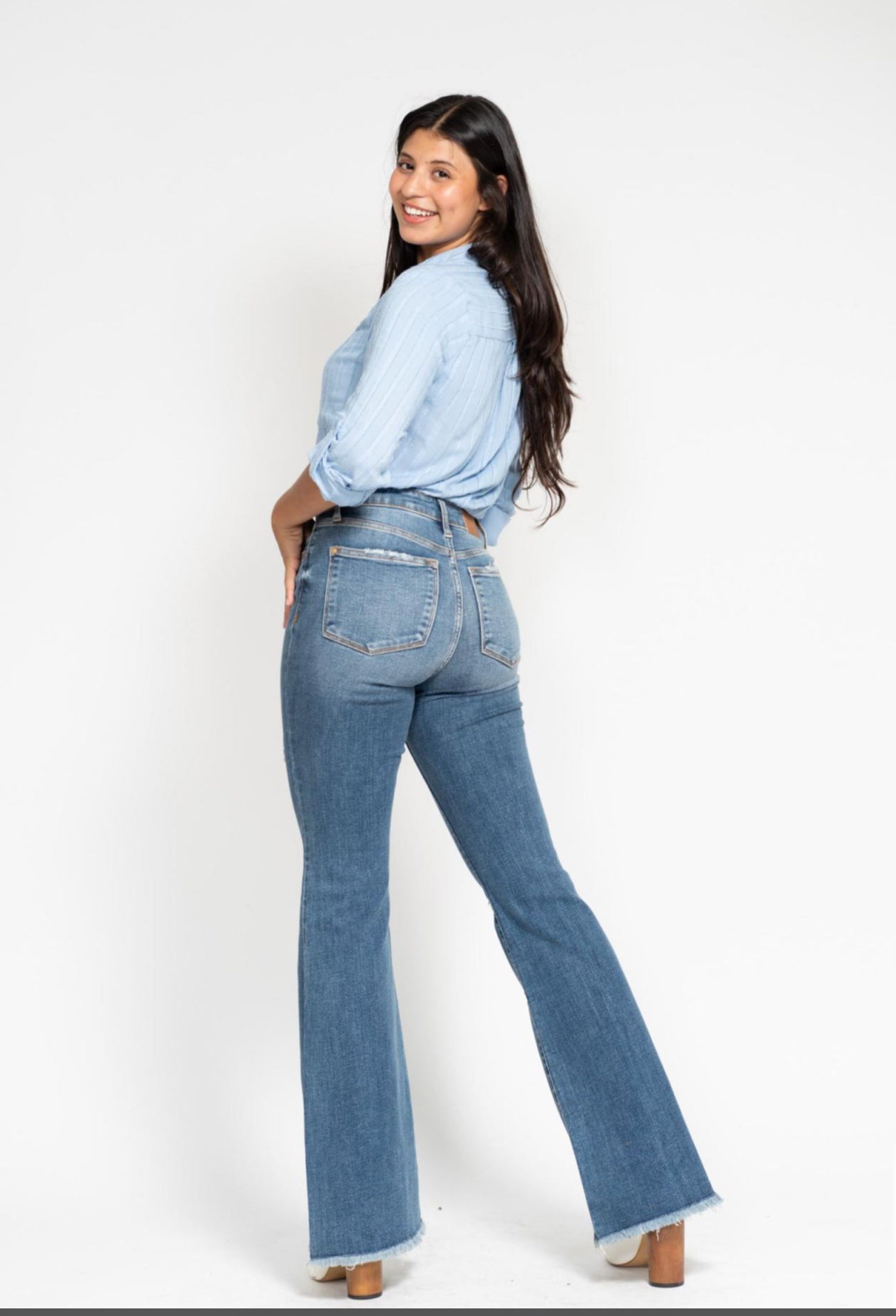 82638REG JUDY BLUE Indie Mid Rise Flare Jeans-Button Fly