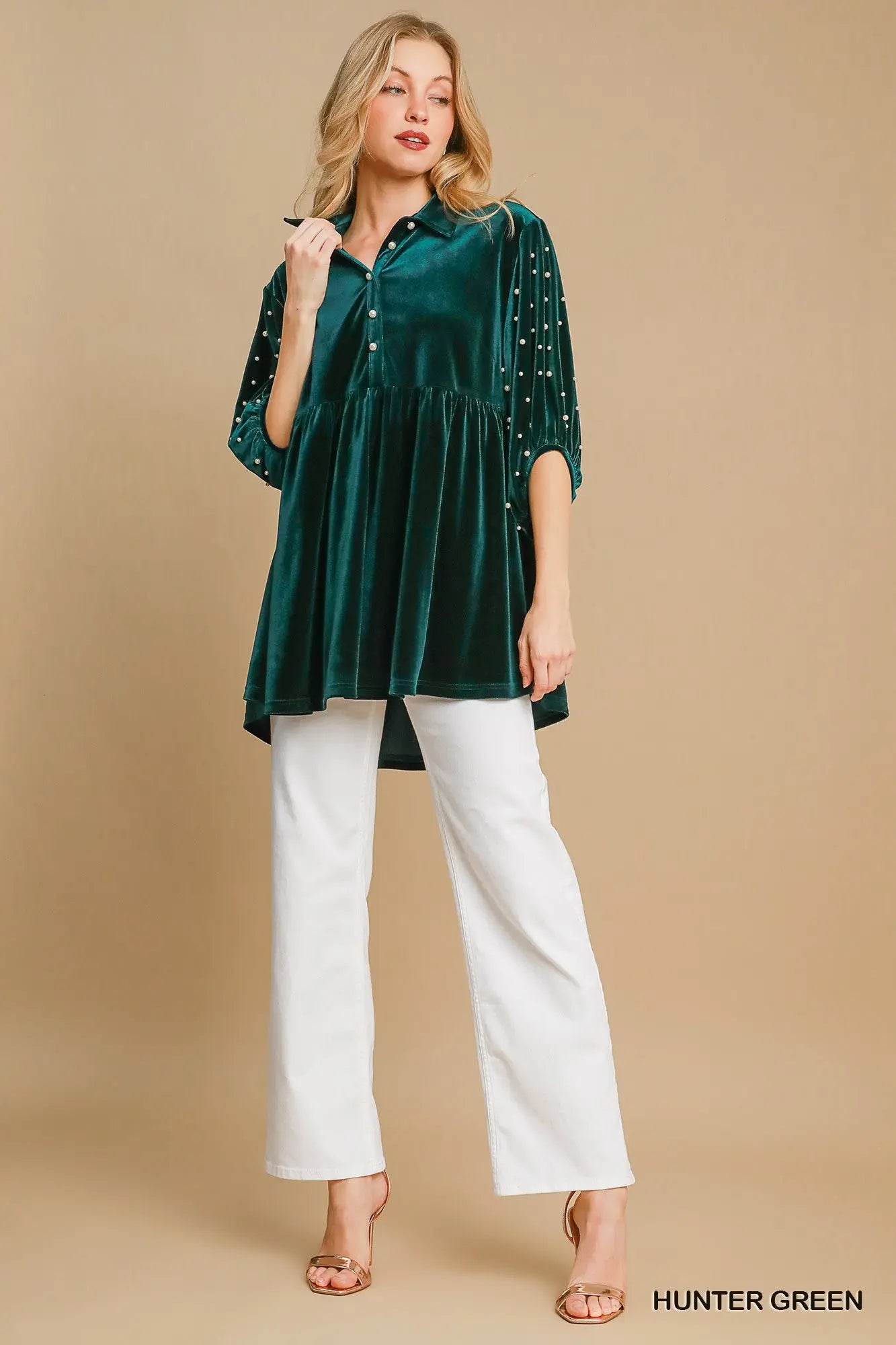 K8979 Velvet Tiered Tunic Dress