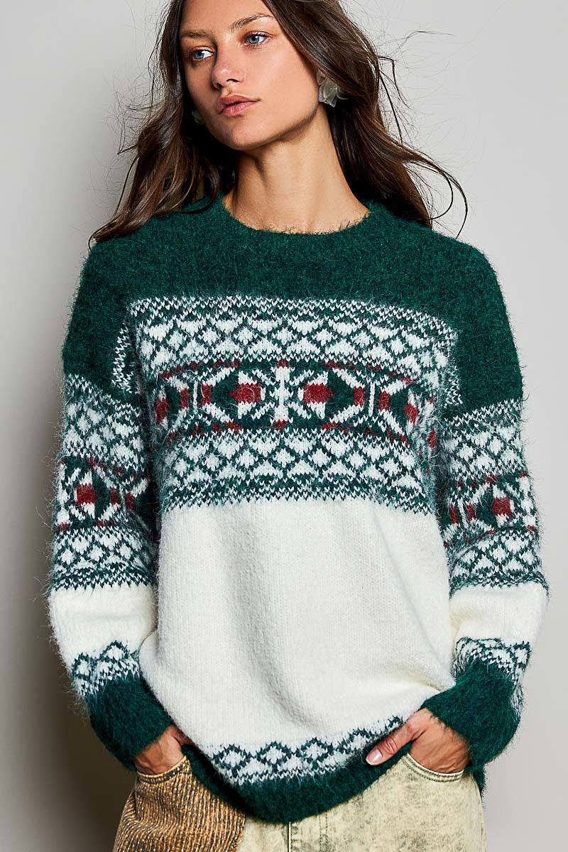 POL Fair Isle Holiday Knit Sweater