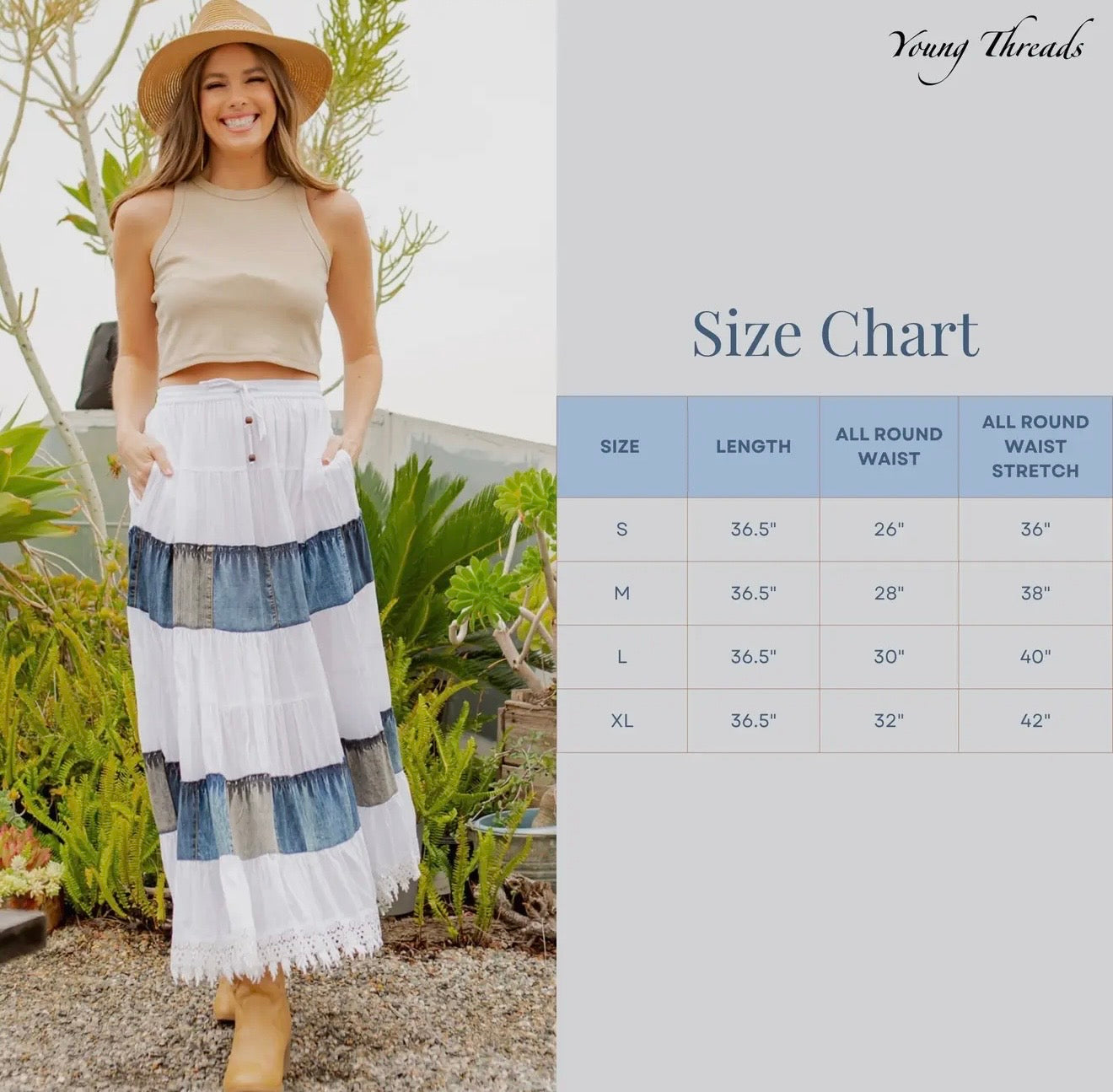 SK23105 Long Tiered Western Skirt