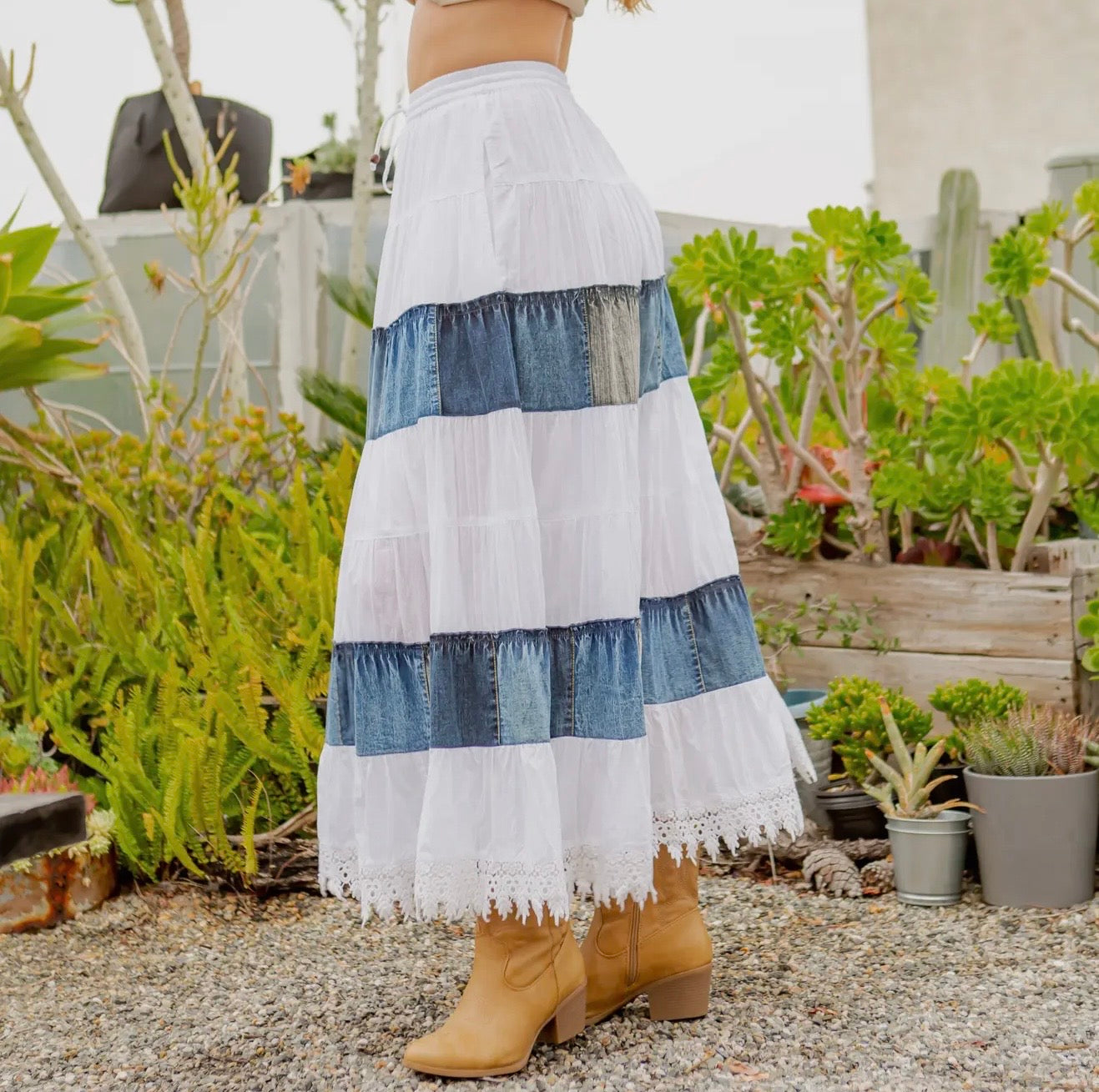SK23105 Long Tiered Western Skirt