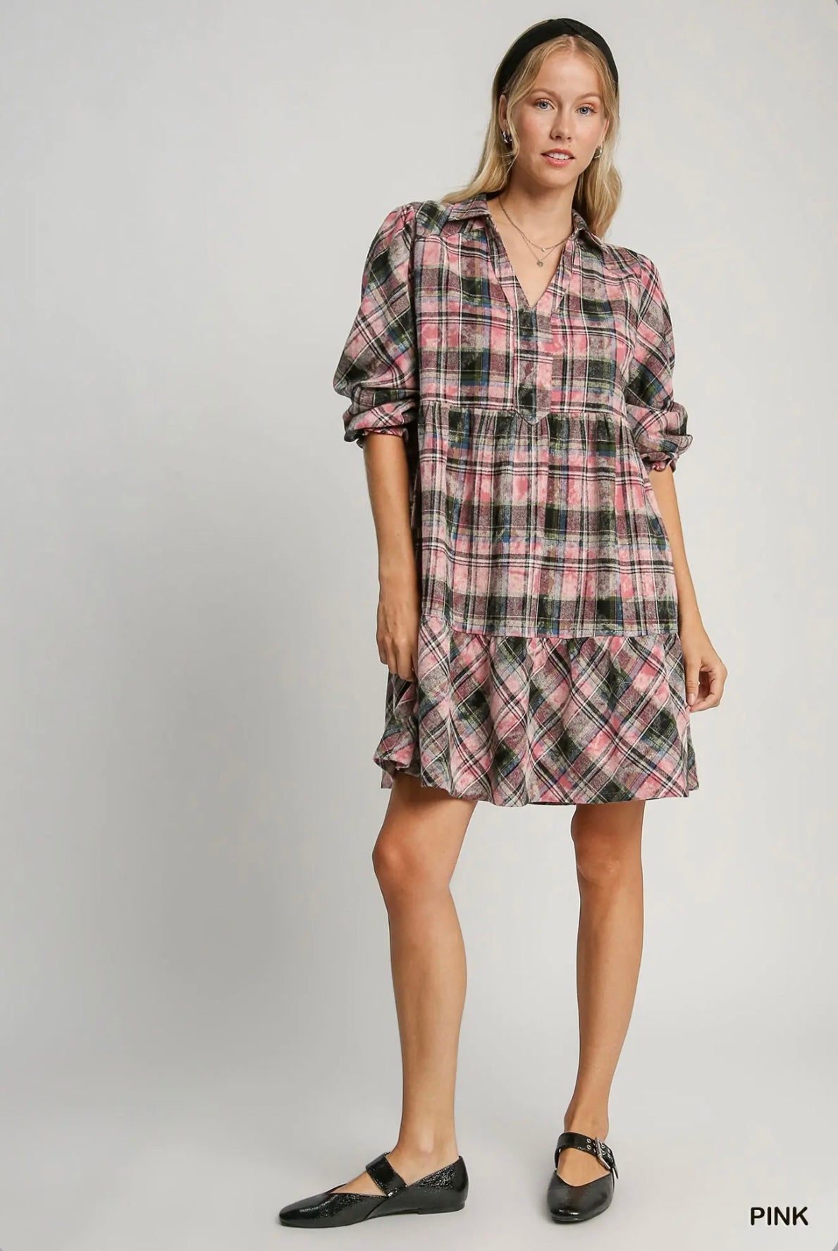 K8960 Plaid Collared Mini Dress