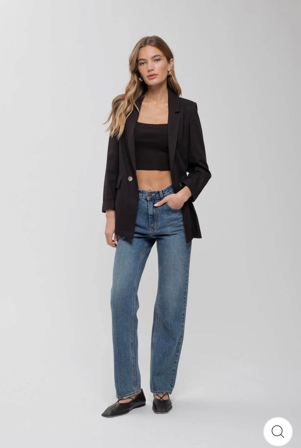 TW1467 CUFF SLEEVE COLLARED BLAZER