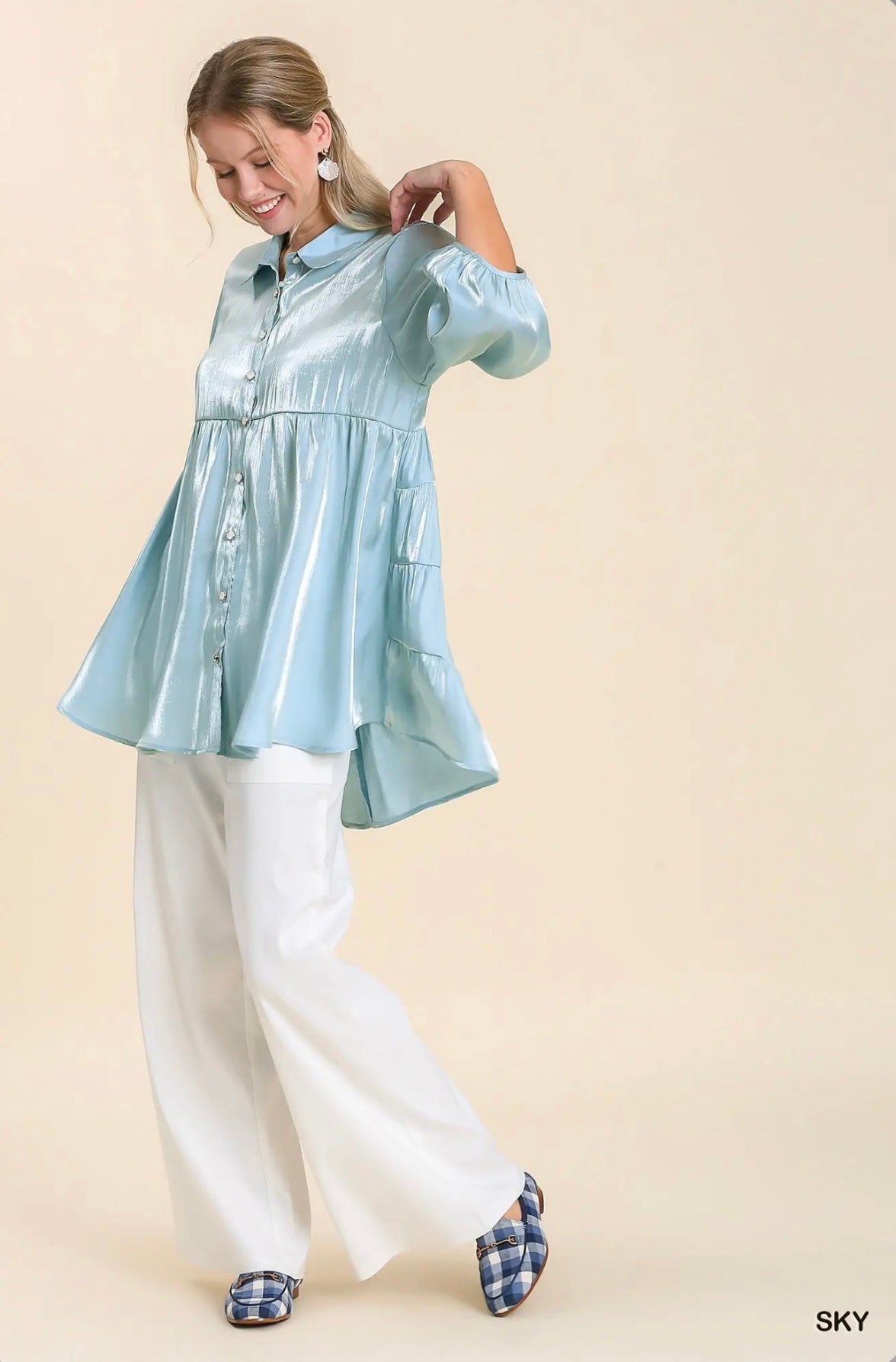 A0345 Button Down Tunic Top