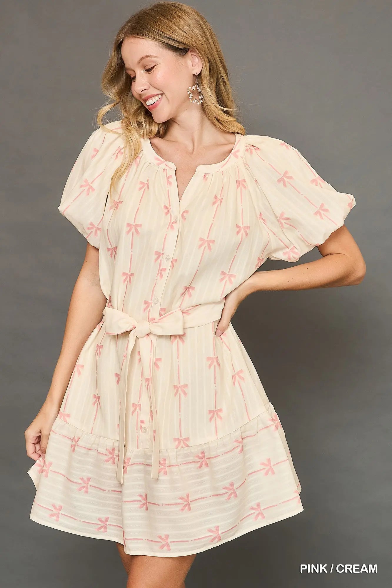K9347 Ribbon Print Mini Dress