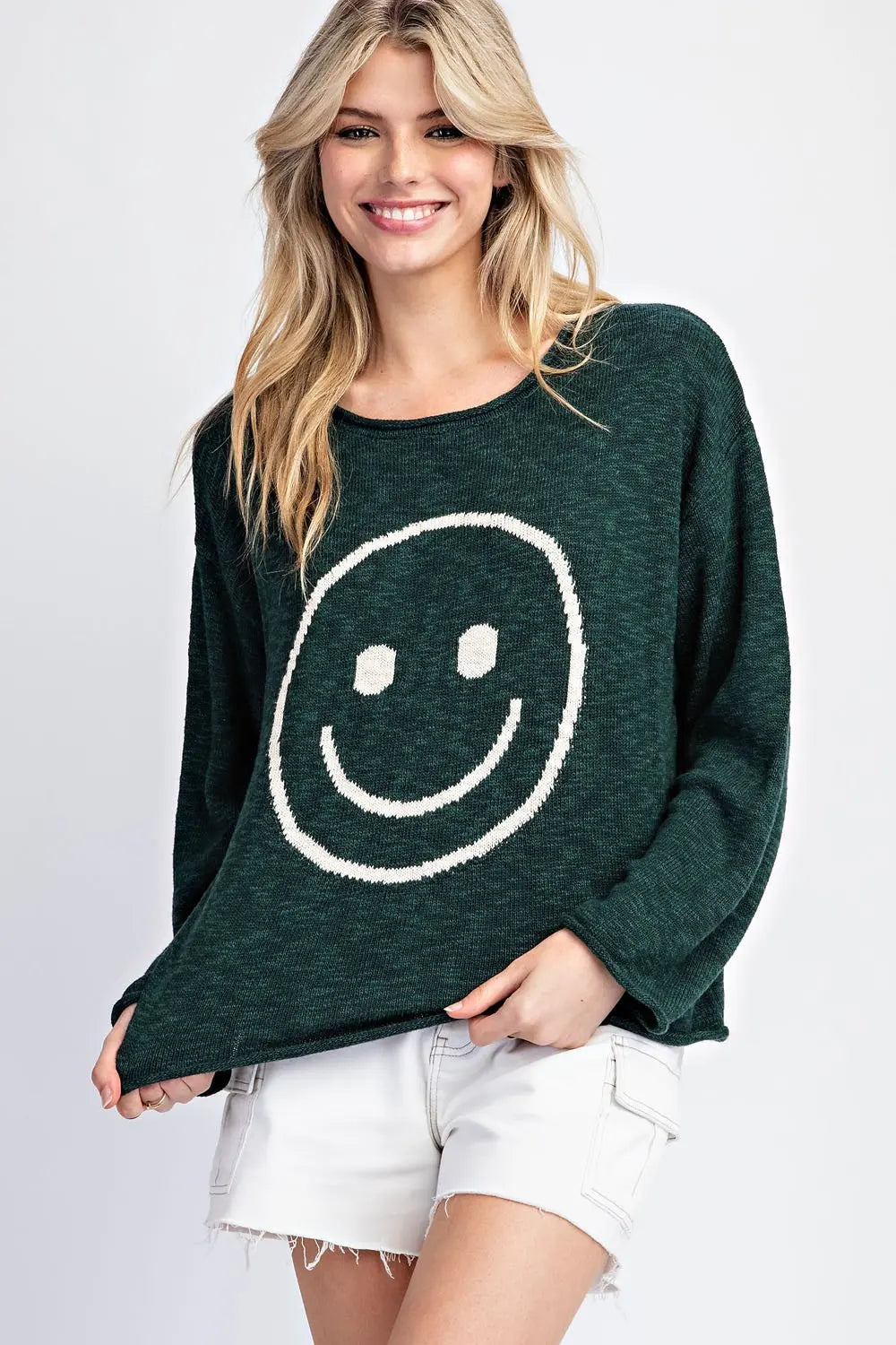 G10083 Smiley Face Long Sleeve Sweater