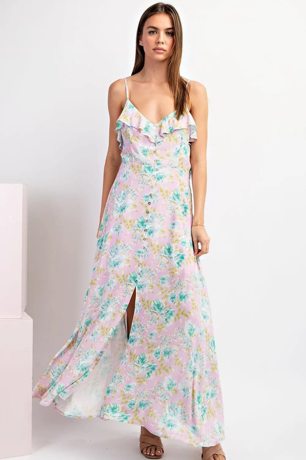 K9897 Floral Print Maxi Dress