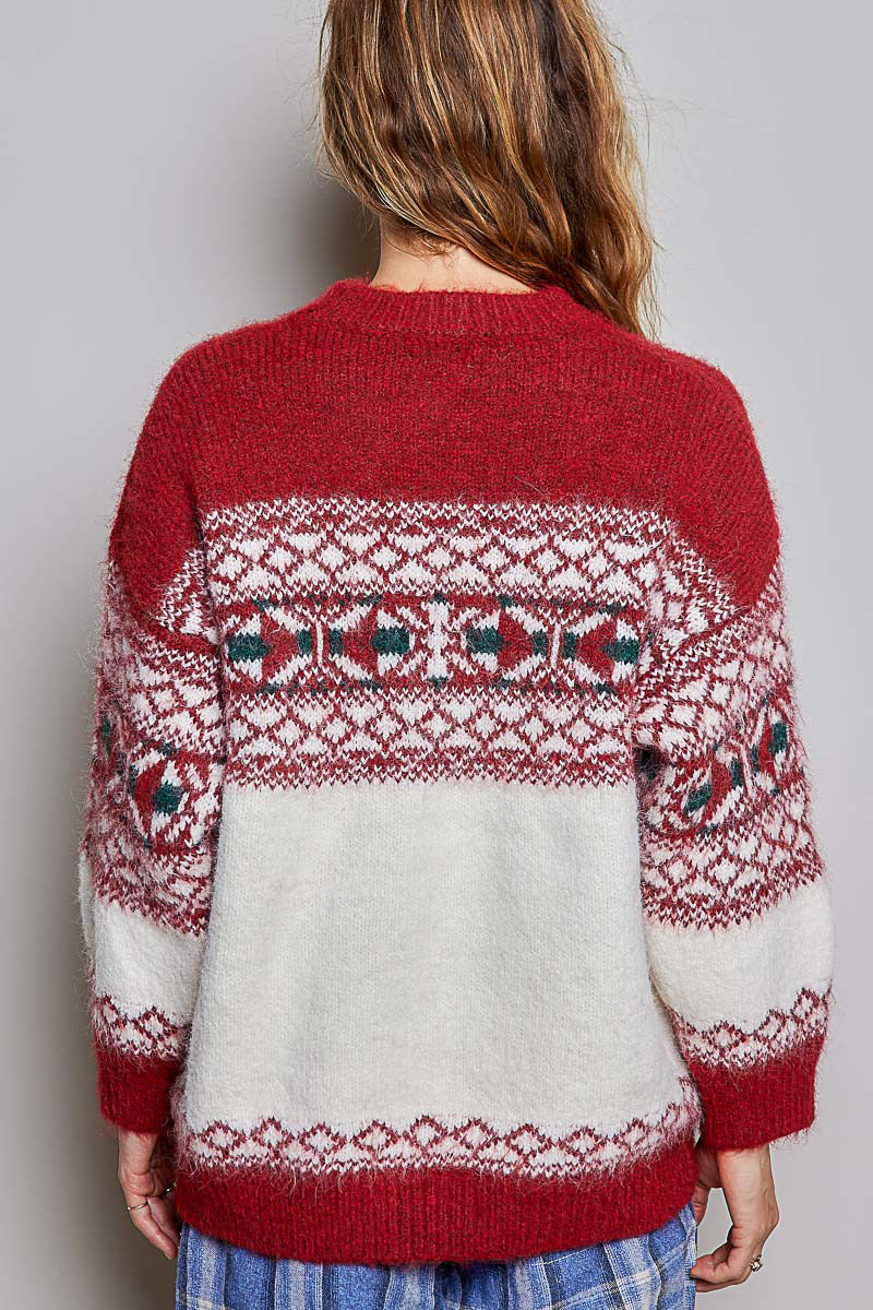POL Fair Isle Holiday Knit Sweater