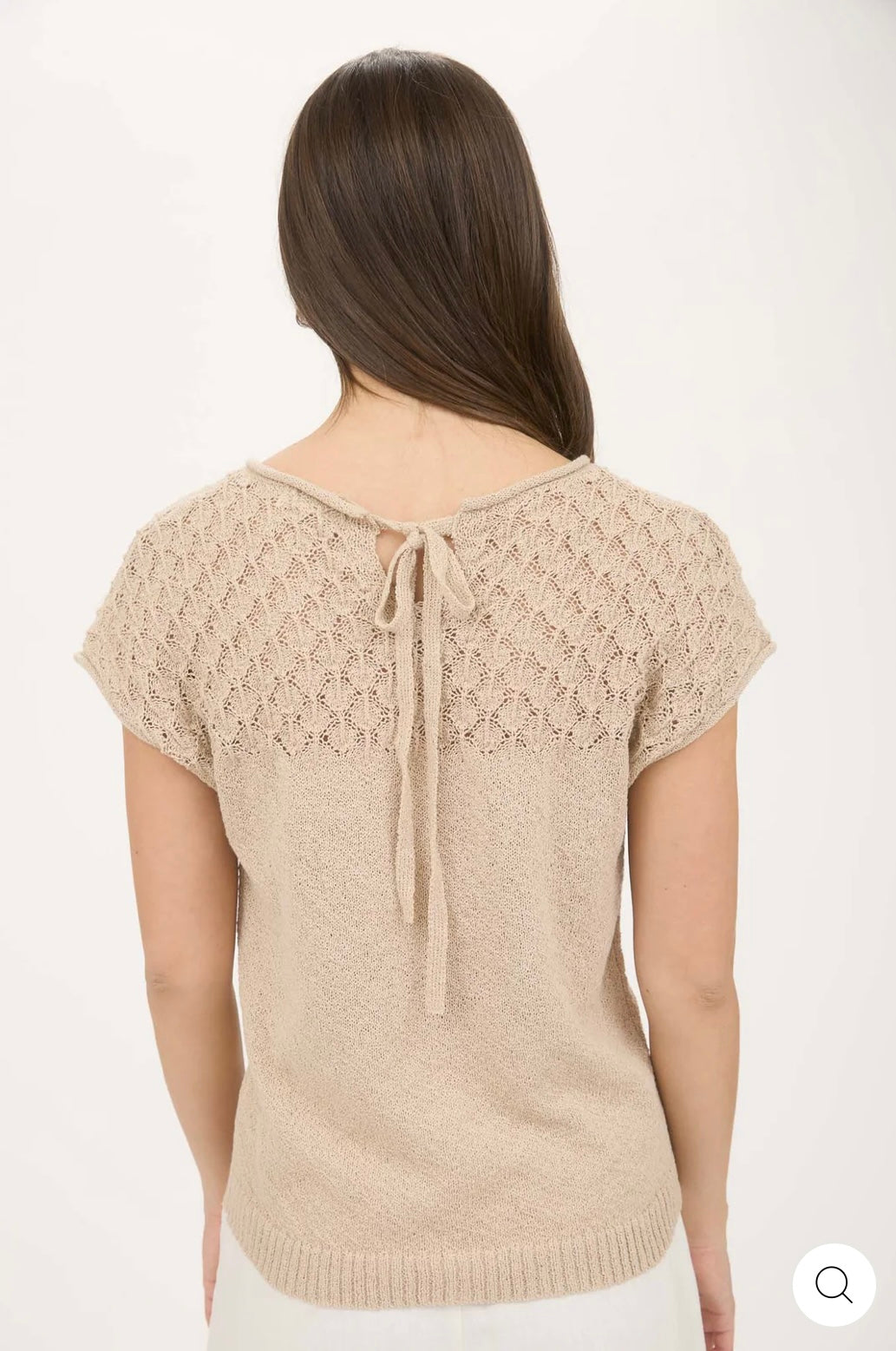 CR2194 EYELET YOKE SWEATER KNIT TOP