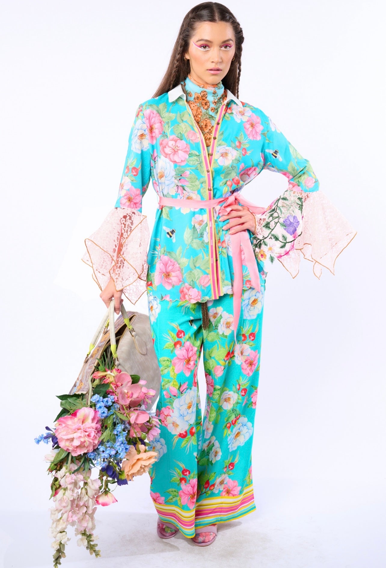 Aratta-LA Ville Rose Shirt-Aqua