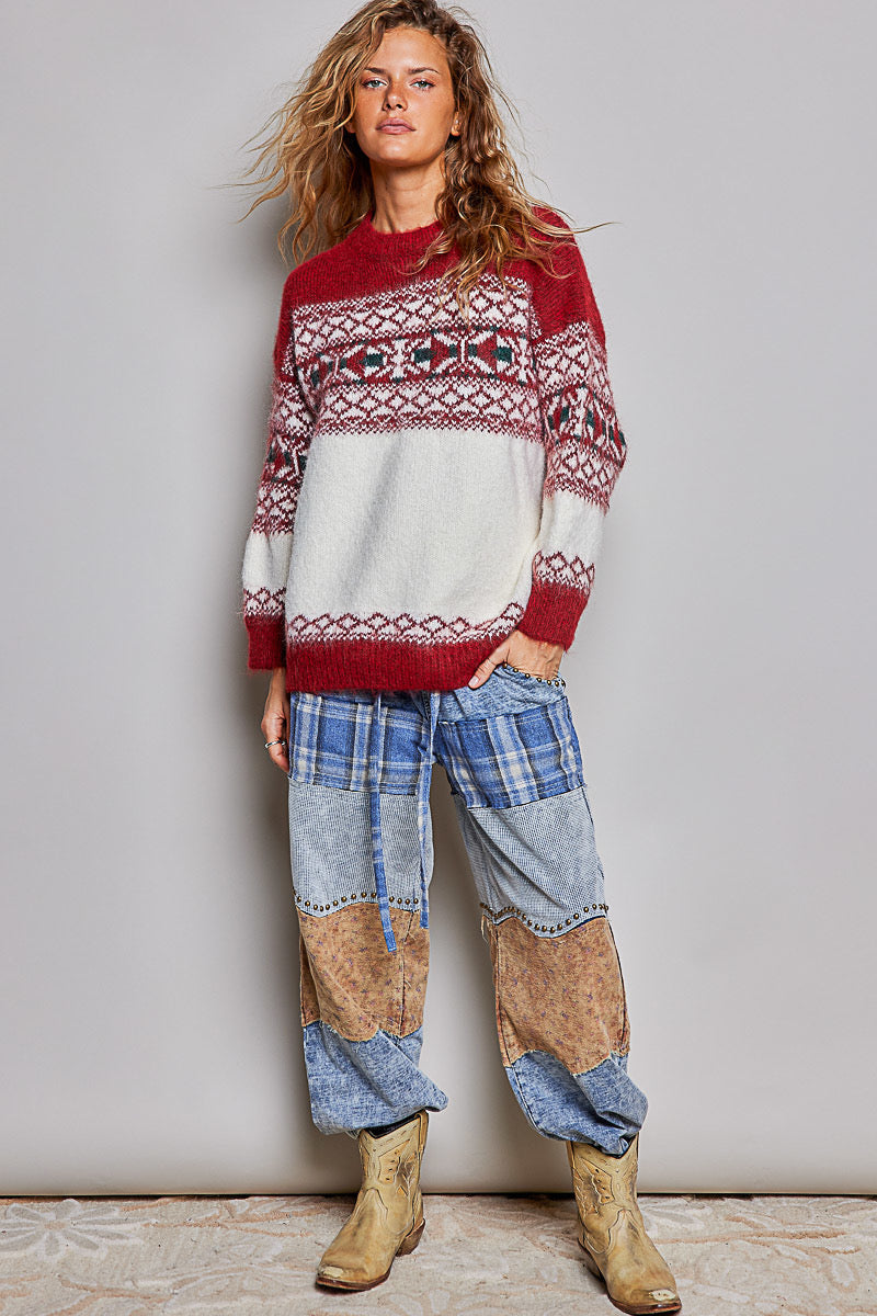 POL Fair Isle Holiday Knit Sweater