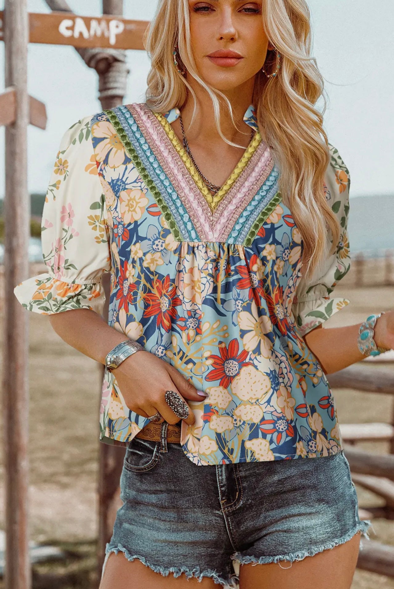 LC25129482-P22 Boho Style Multicolor Top