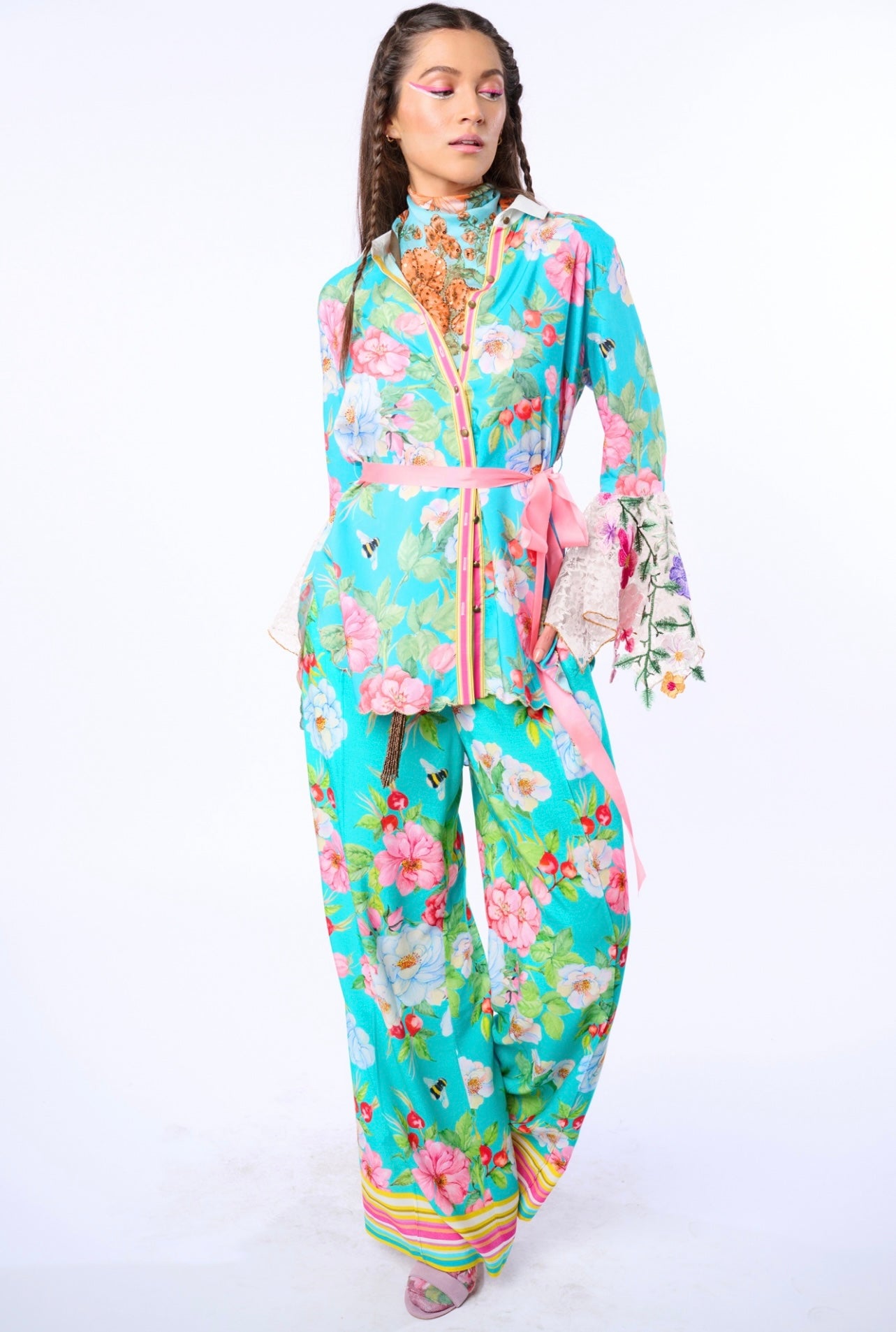 Aratta-LA Ville Rose Shirt-Aqua