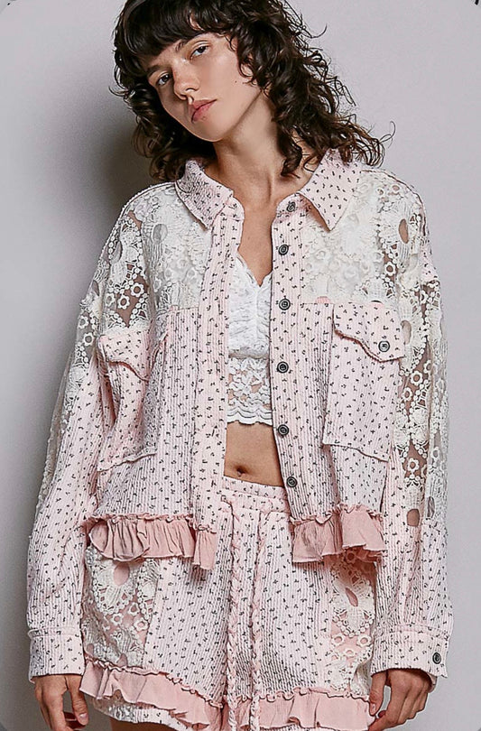 UKT743 Pink Floral Jacket