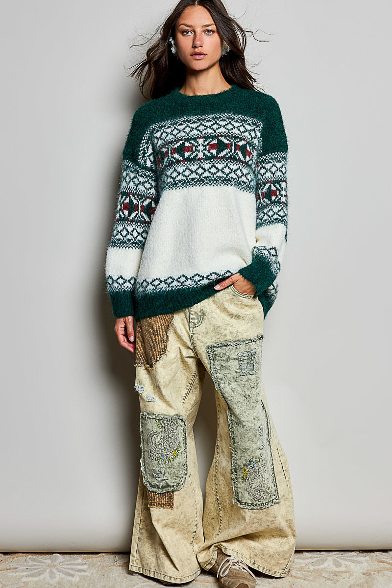 POL Fair Isle Holiday Knit Sweater