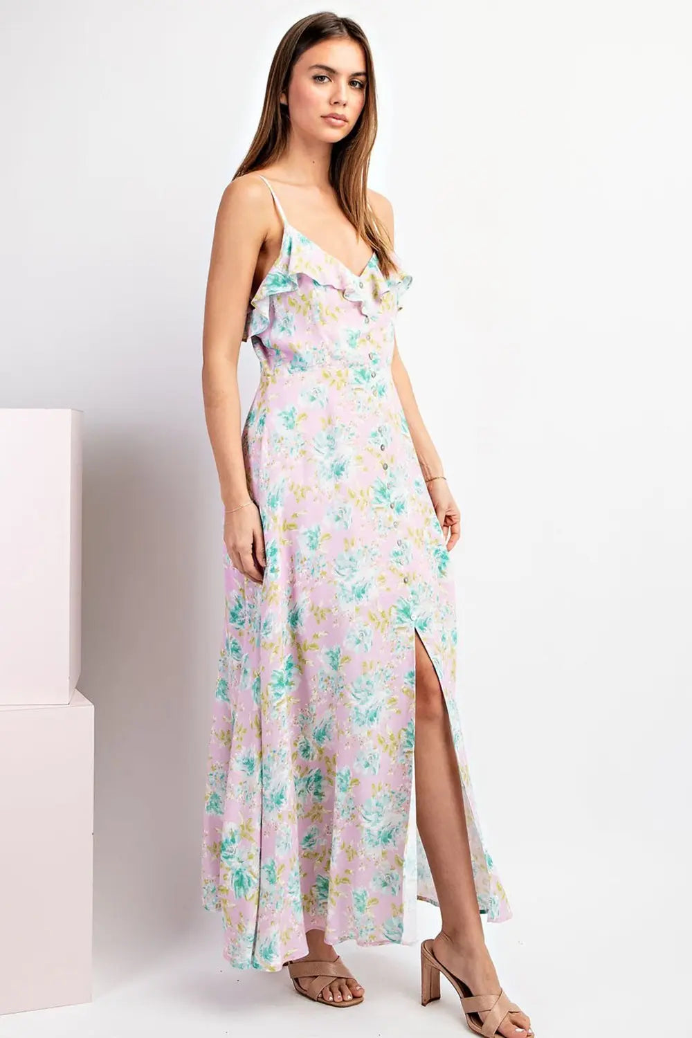 K9897 Floral Print Maxi Dress