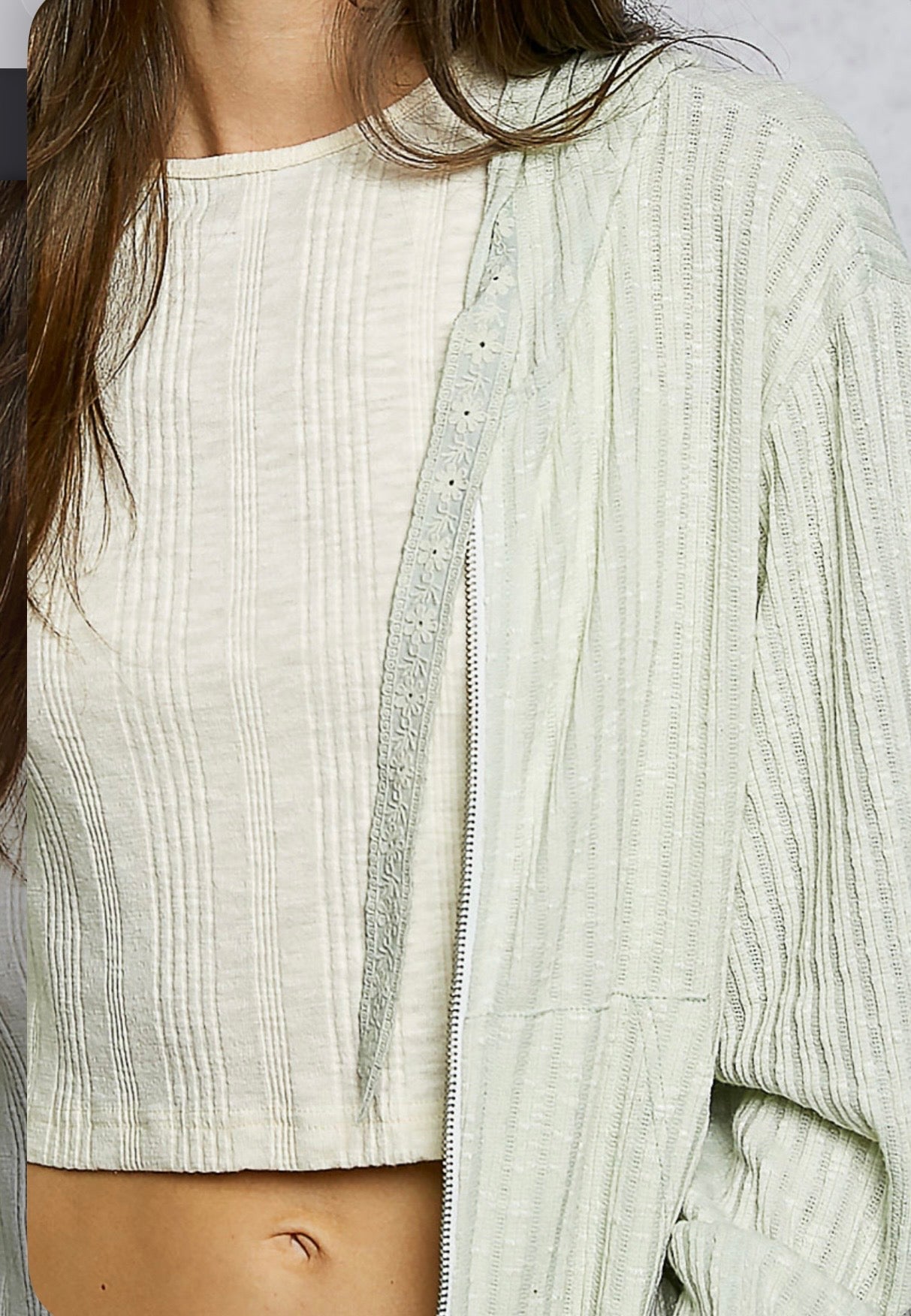 YKT1735M Mint Hooded Zip Up Jacket