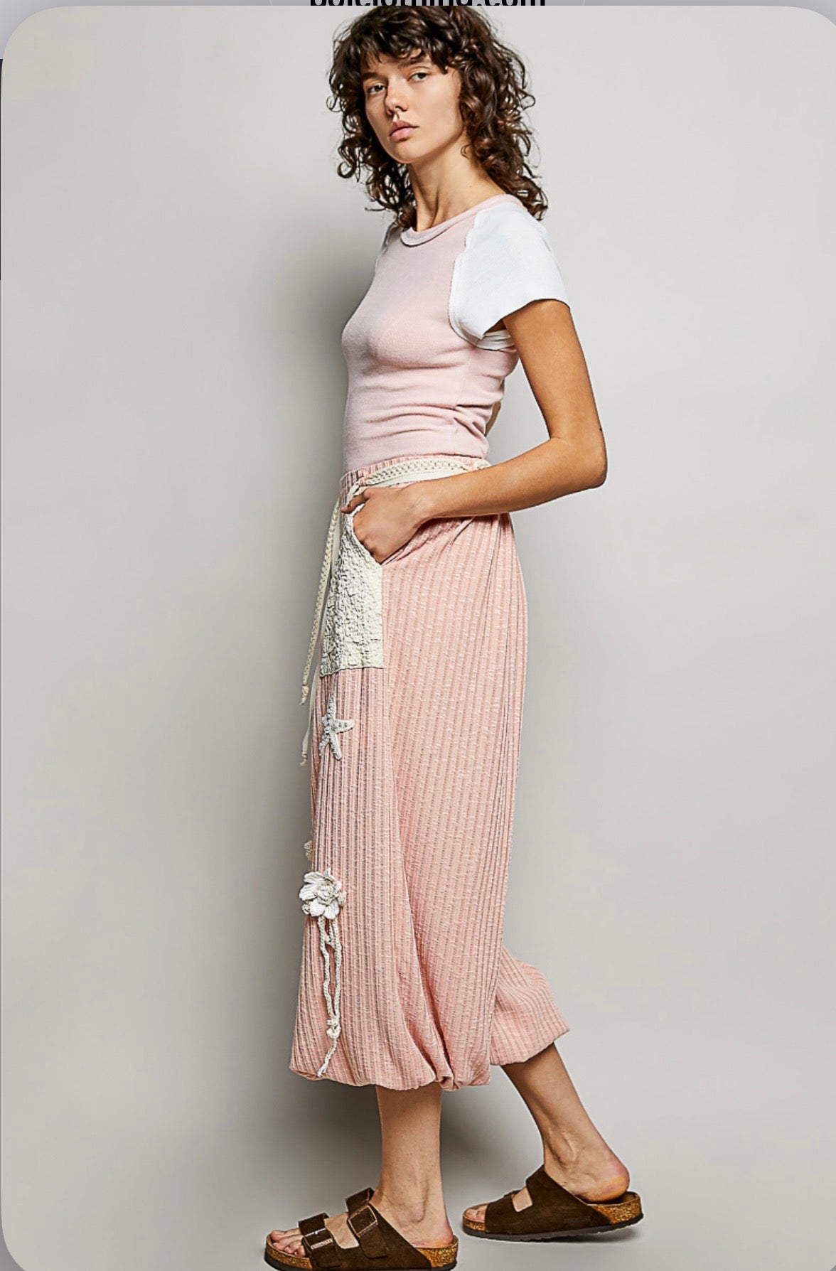YKP260P Pink Ribbed Joggers