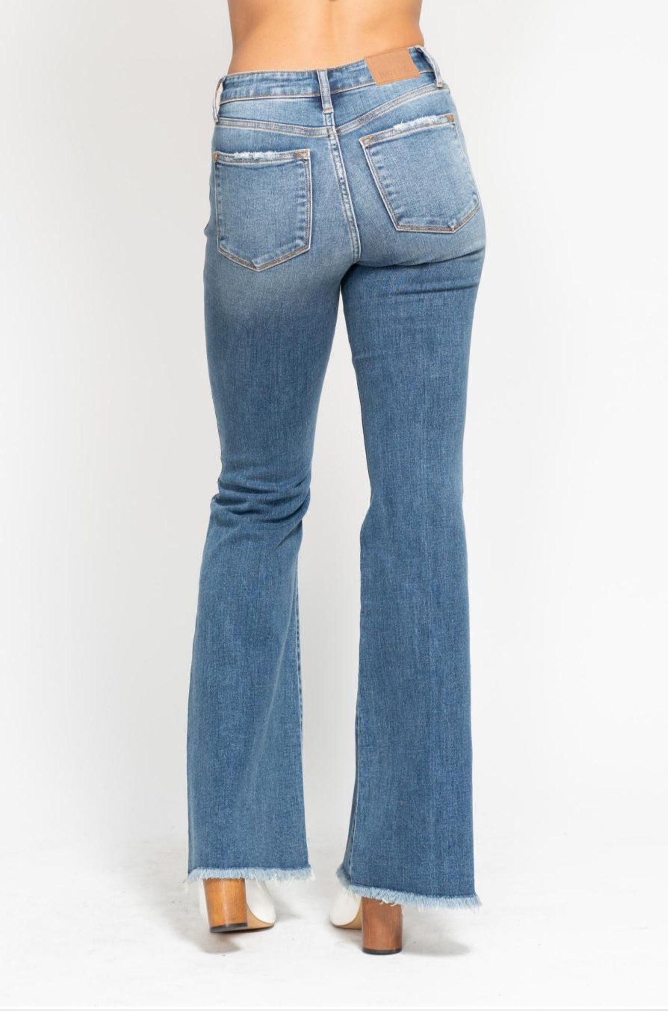 82638REG JUDY BLUE Indie Mid Rise Flare Jeans-Button Fly