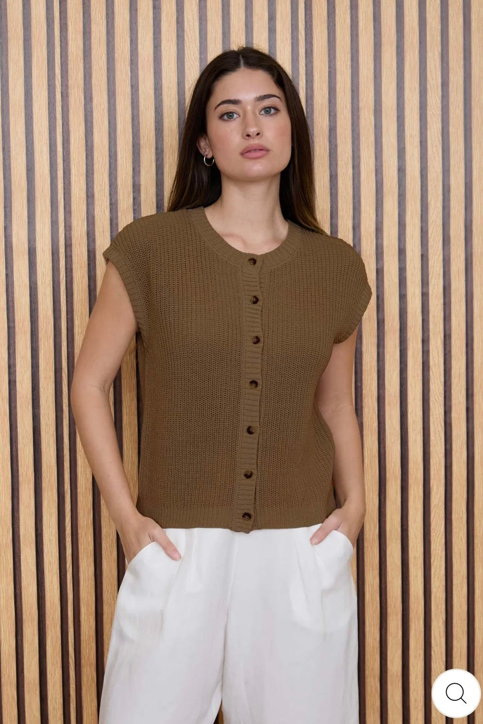 TW2112 Short Sleeve Button Down Knit Cardigan Vest