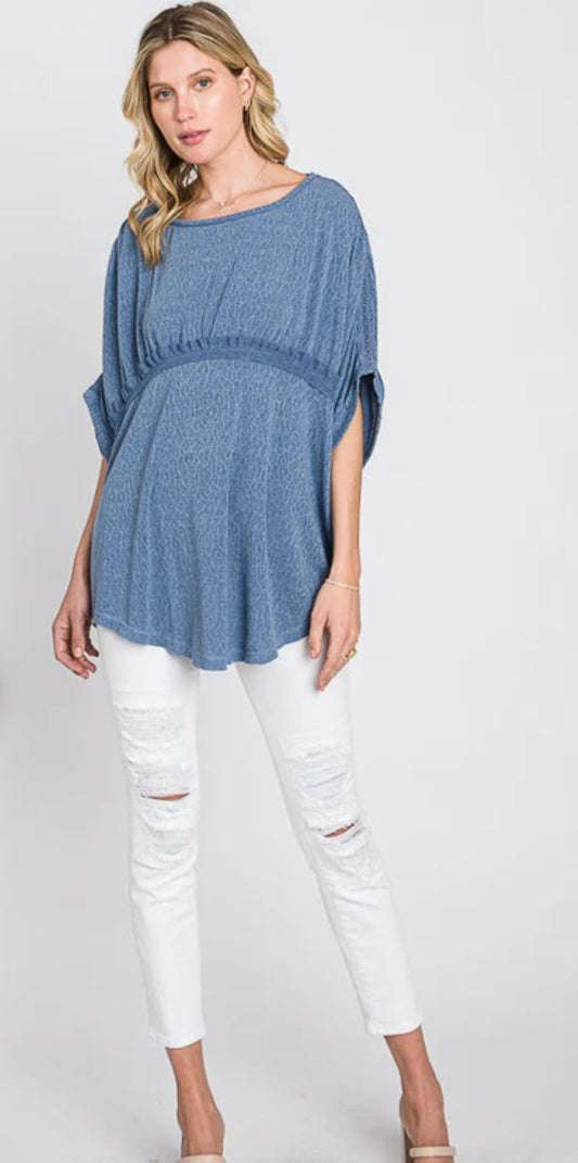 DS6241-1 | SOLID CINCHED DETAIL OVERSIZED TOP