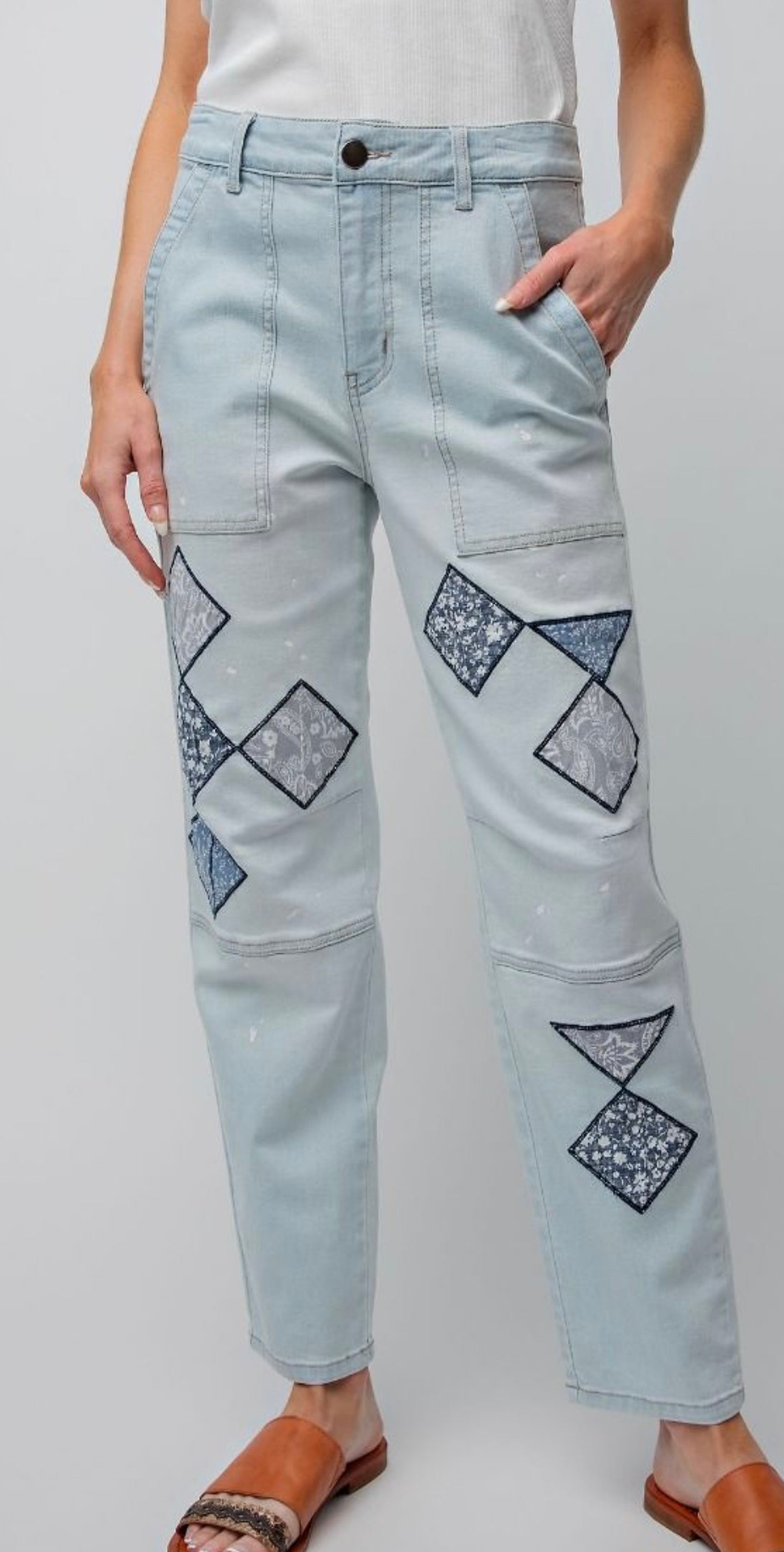 EB41187 Washed Denim with patches