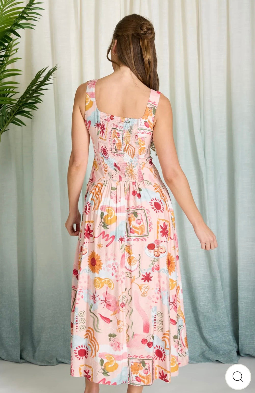 CR2854 Summer Print Sleeveless Midi Sundress