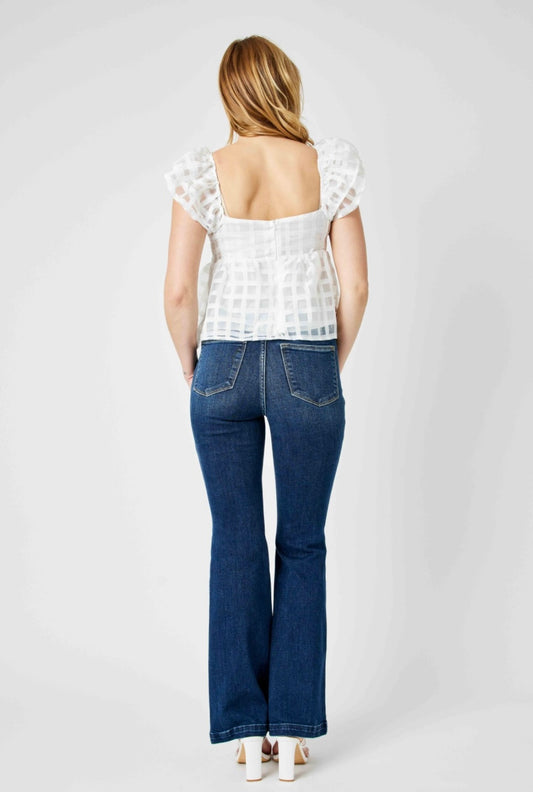 82538REG JUDY BLUE Kelly High Rise Angled Side Seam Flare Jeans