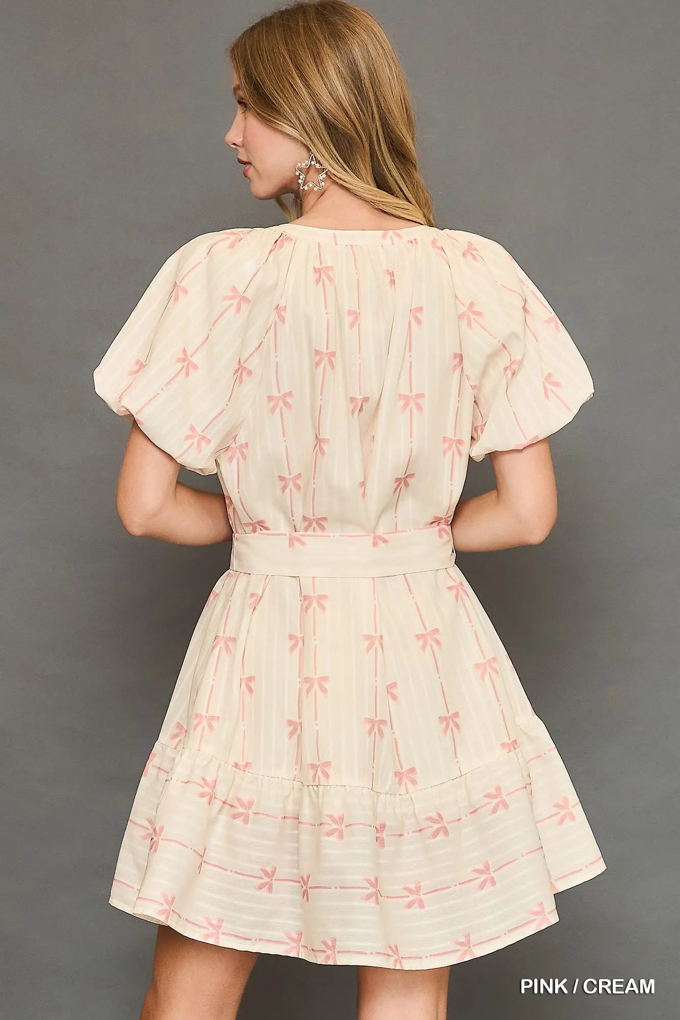 K9347 Ribbon Print Mini Dress