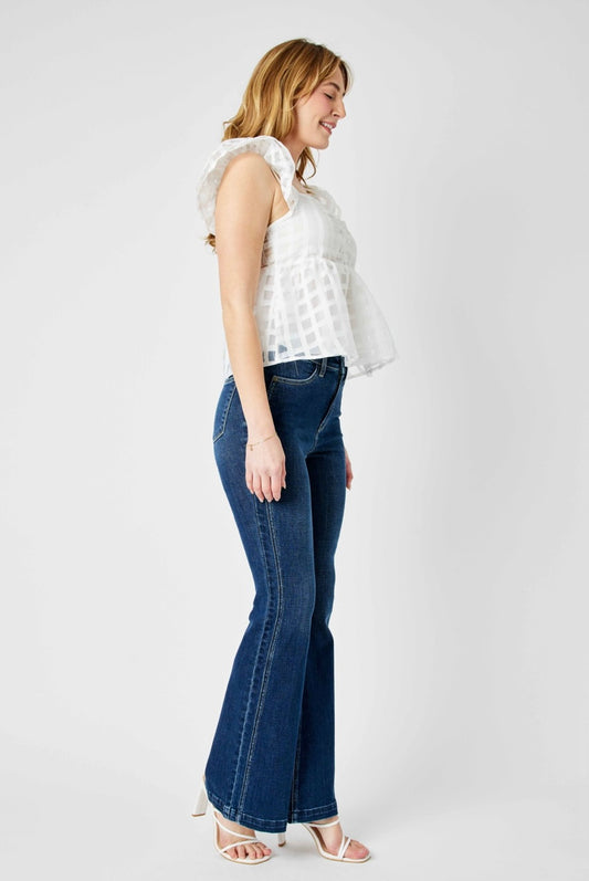 82538REG JUDY BLUE Kelly High Rise Angled Side Seam Flare Jeans
