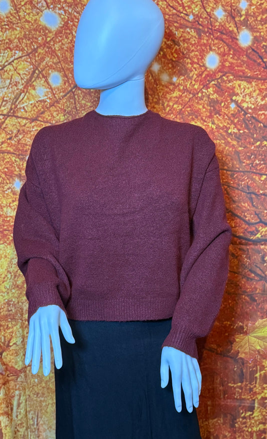 CR2737 BACK VELVET BOW DETAIL KNIT PULLOVER SWEATER