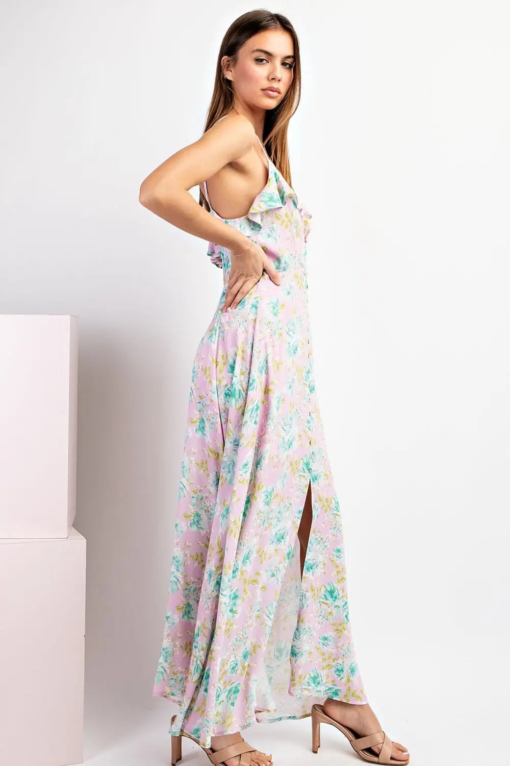 K9897 Floral Print Maxi Dress