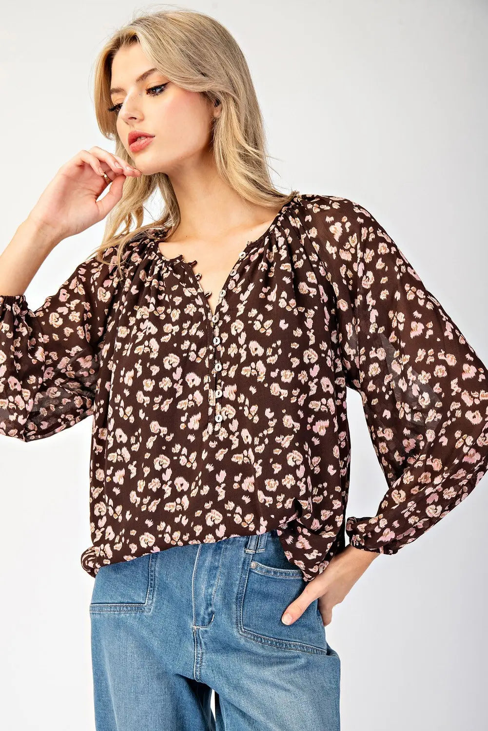 TK11229 Leopard Print Blouse