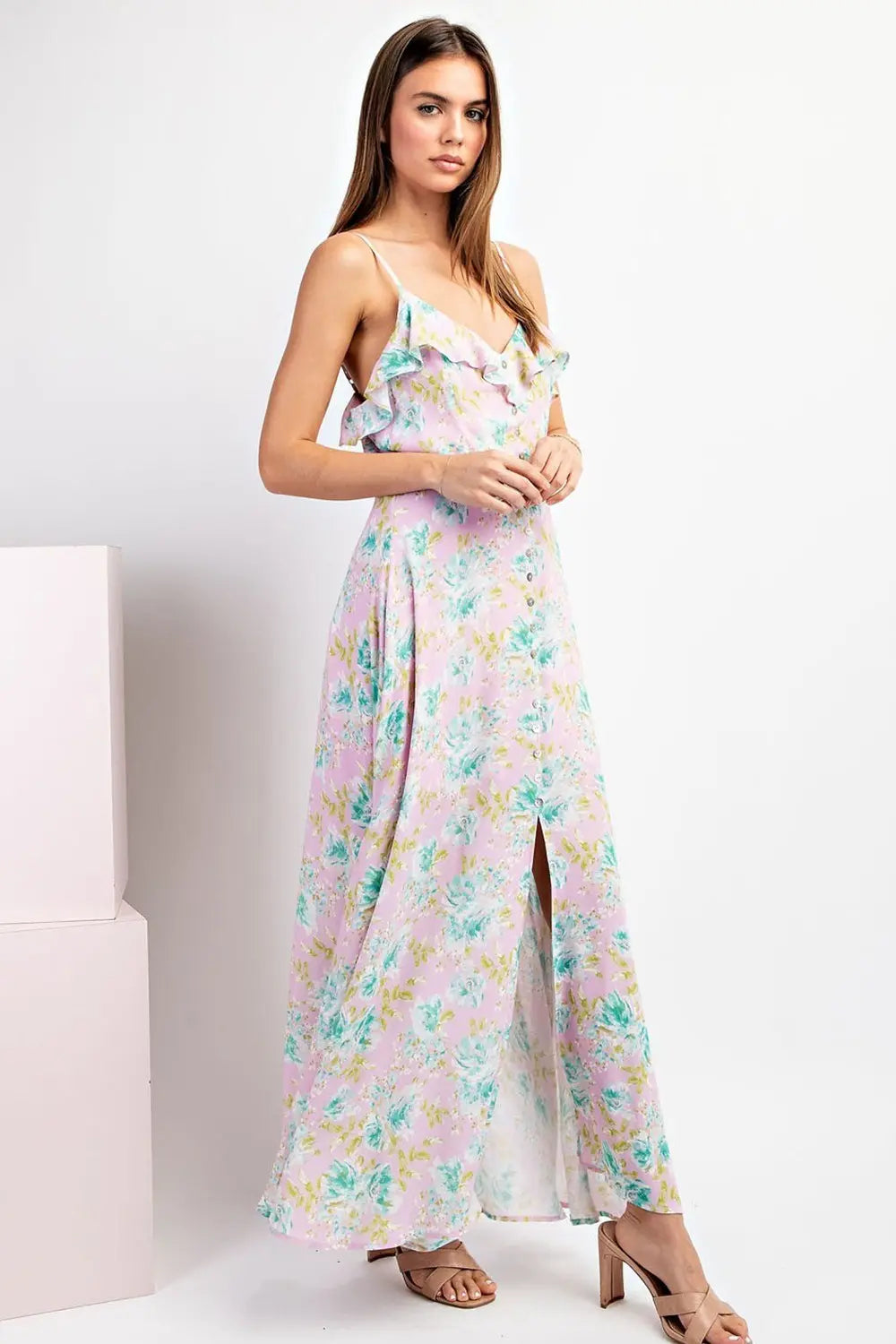 K9897 Floral Print Maxi Dress