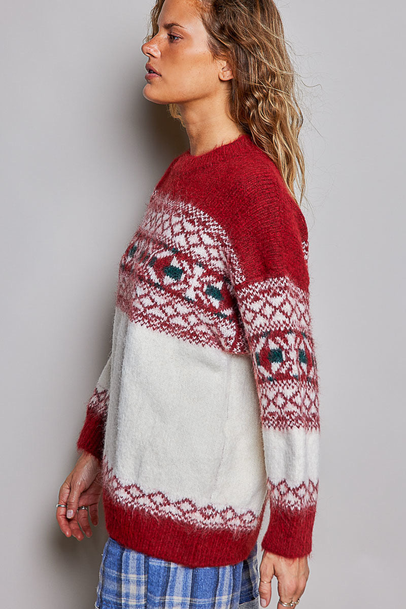 POL Fair Isle Holiday Knit Sweater