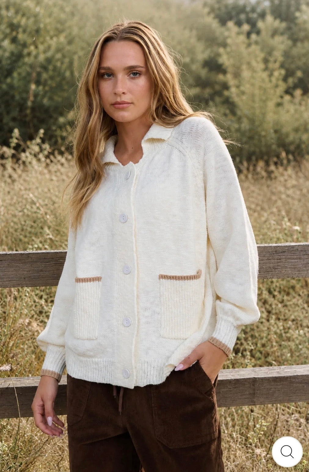 J6FJ1003 COLLARED BUTTON DOWN BACK PUPPY JACQUARD CARDIGAN