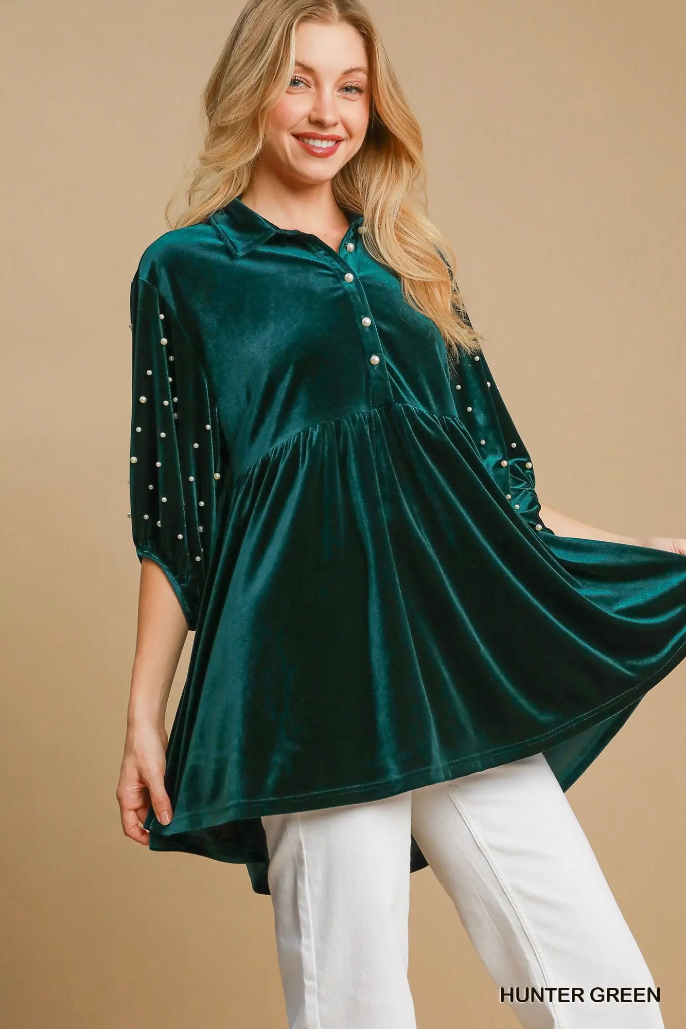 K8979 Velvet Tiered Tunic Dress
