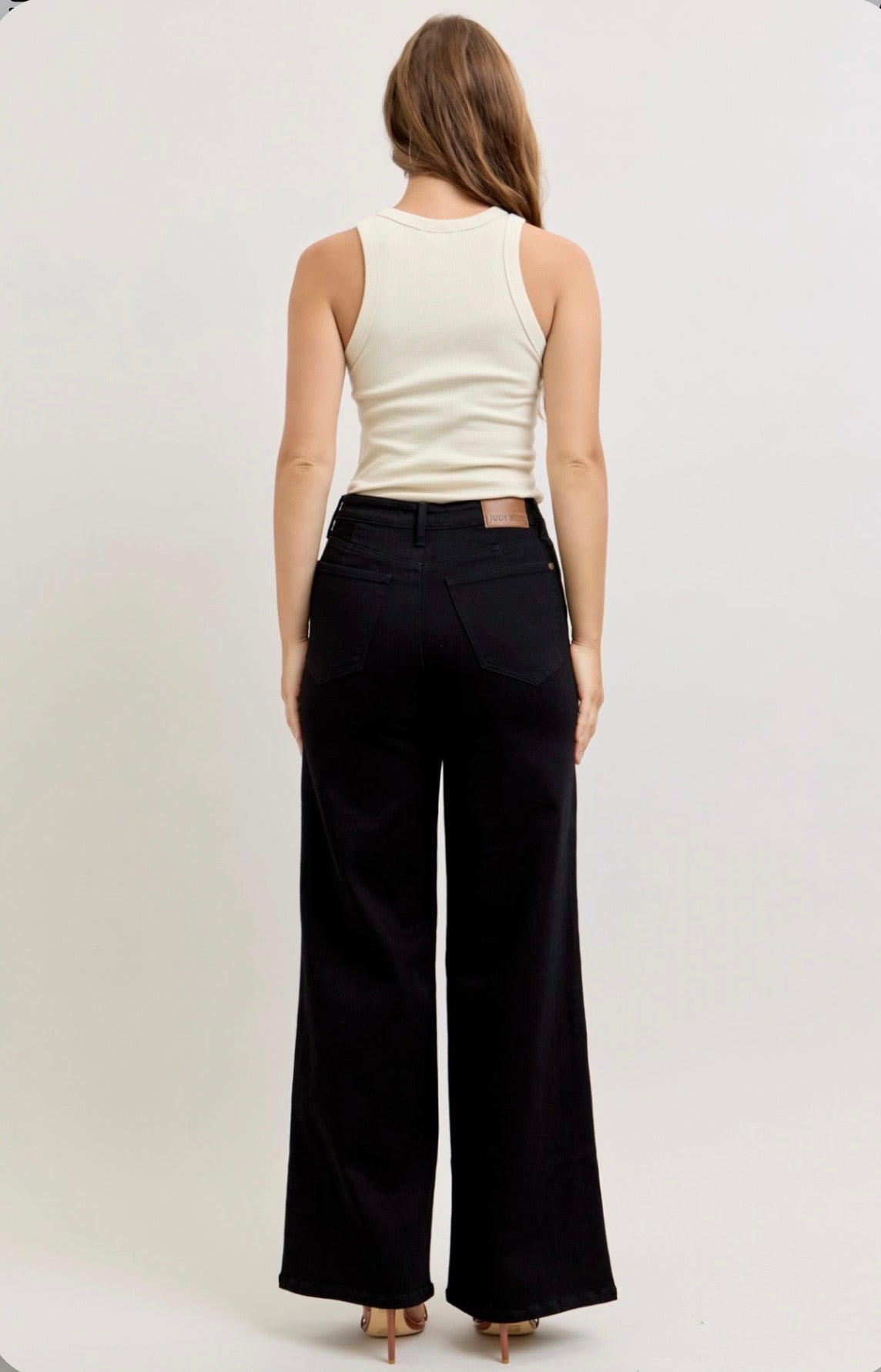 881074REG High Waisted Jeans with Front Yoke-Black